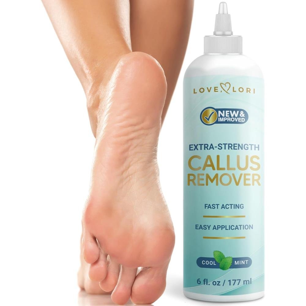 Love Lori Extra Strength Callus Remover Gel cool mint bottle for feet dead skin and callus removal for professional pedicure results at home
